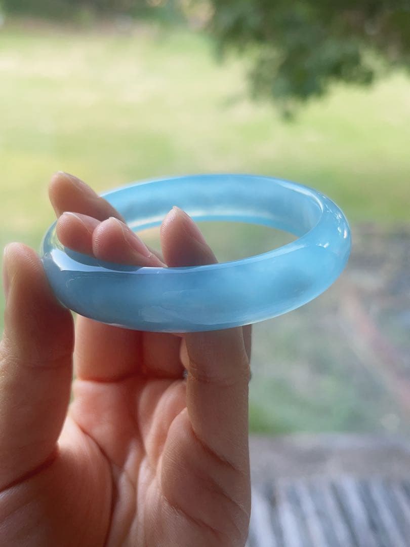 天然石　ブルー　アクアマリン 海藍宝 バングル 内径60.3 透明度が高い