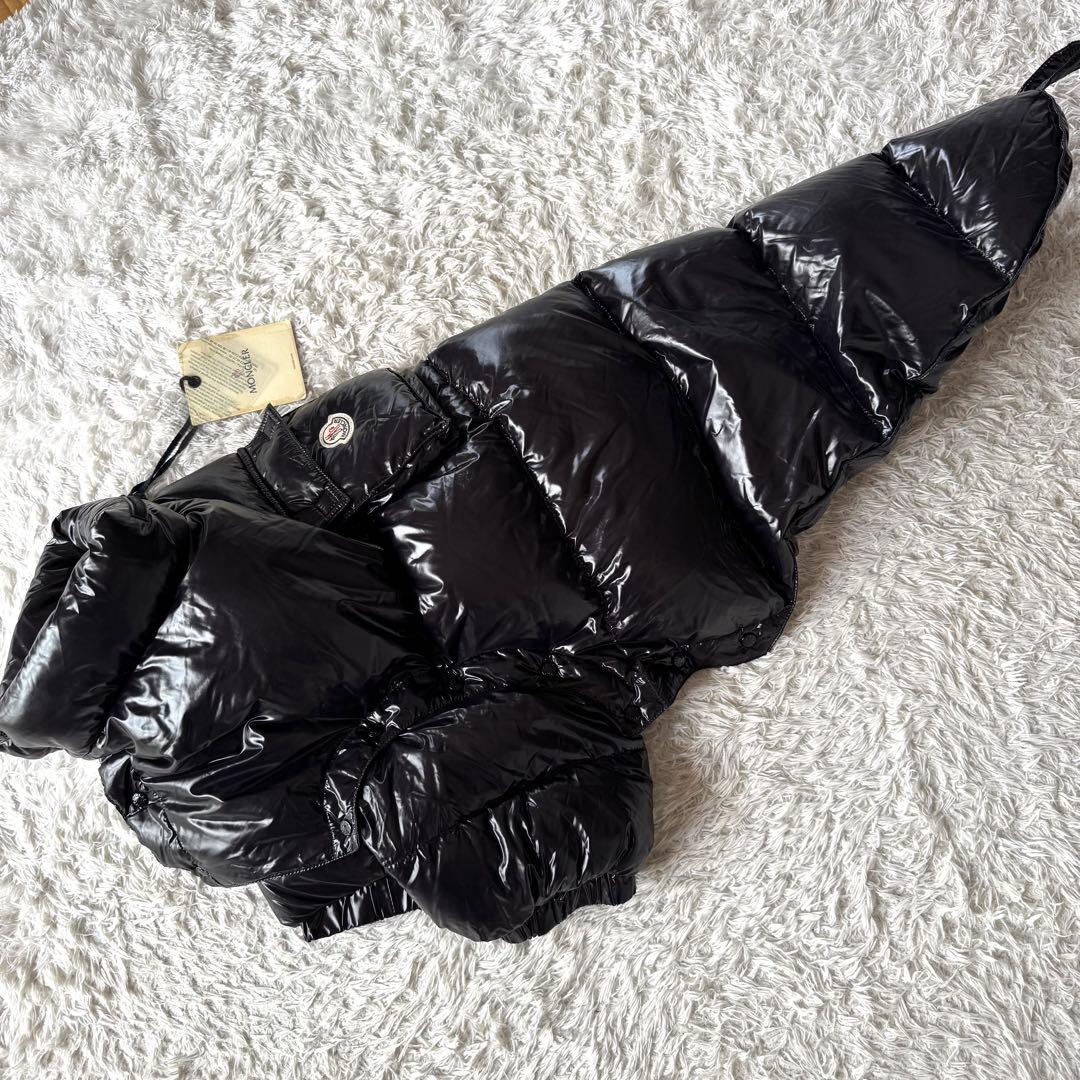 モンクレール 犬用 ダウンジャケット　3way フード　刺繍ロゴ　ワッペン　黒