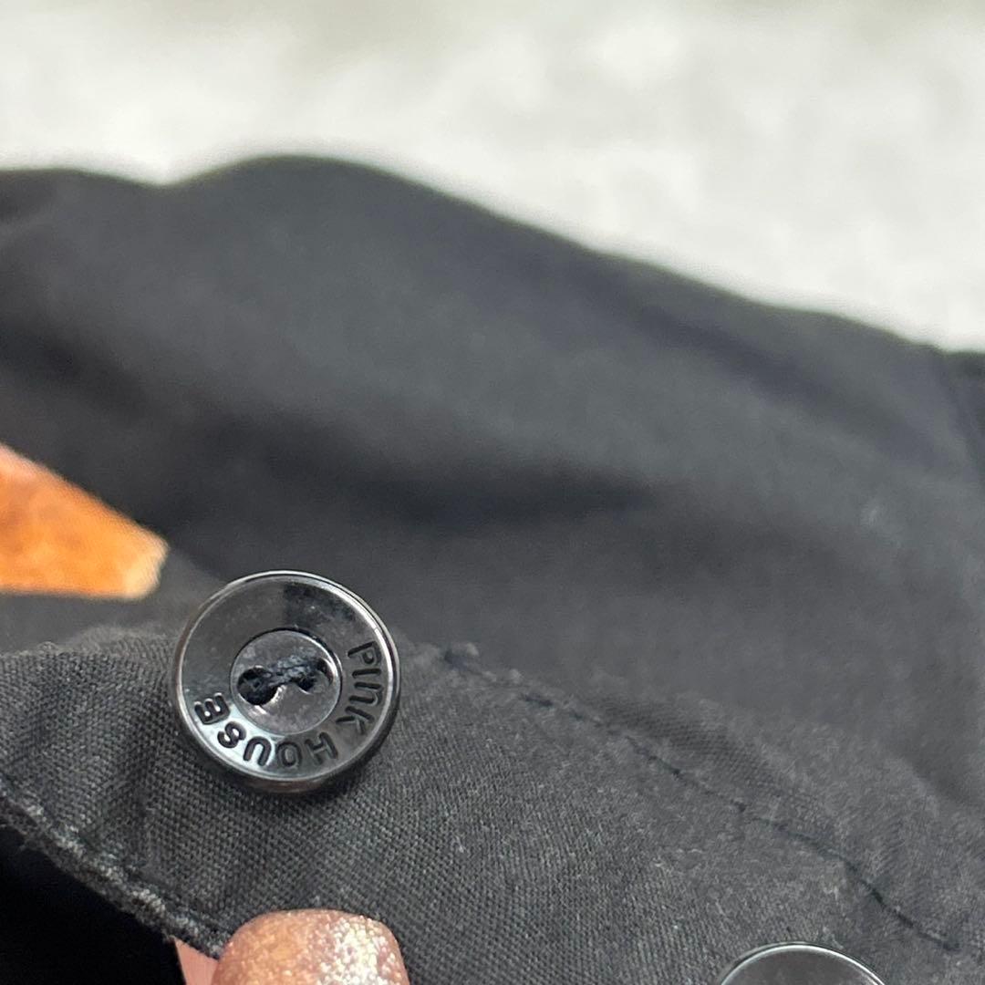 I768 美品 F ピンクハウス ひざ丈スカート ブラック レディース