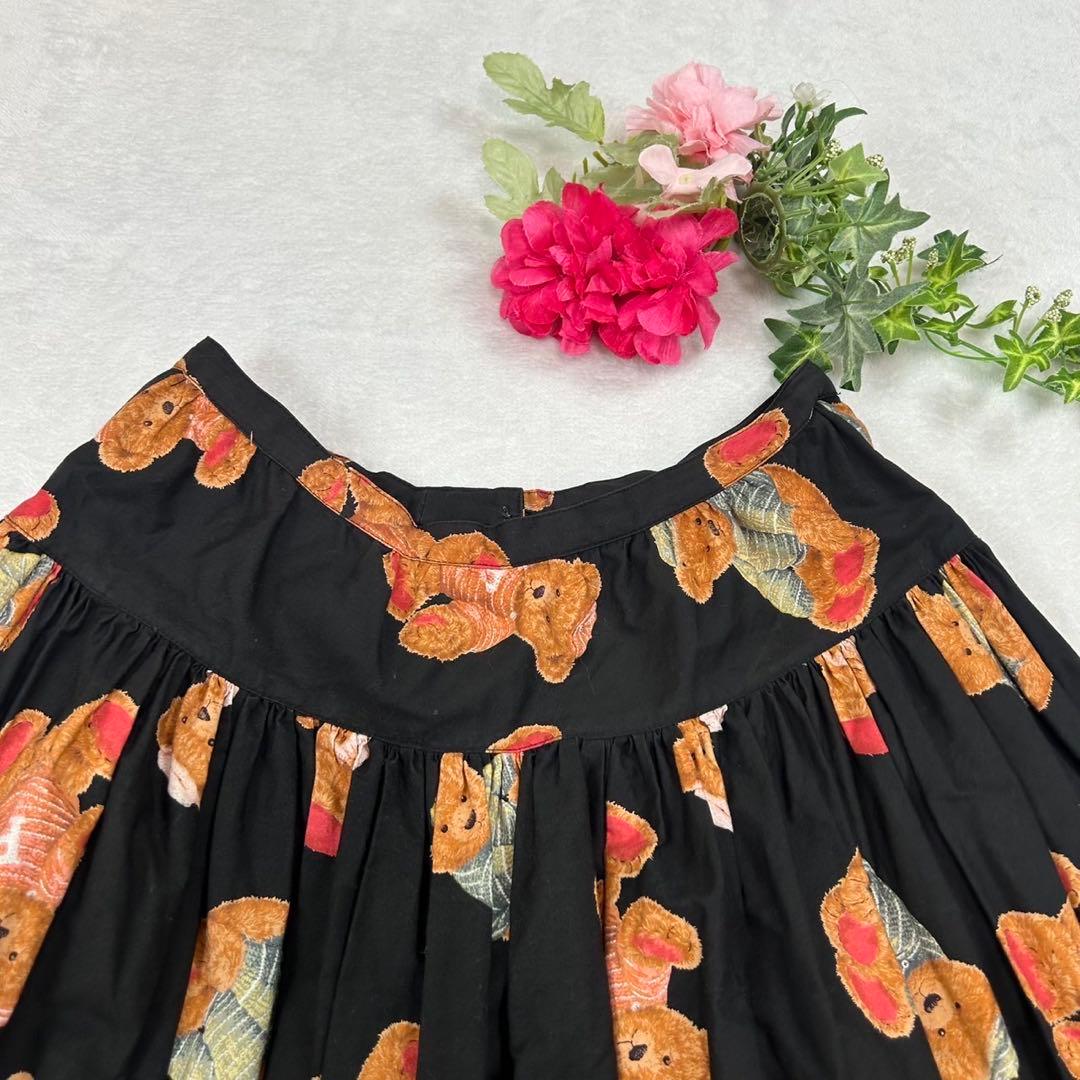 I768 美品 F ピンクハウス ひざ丈スカート ブラック レディース