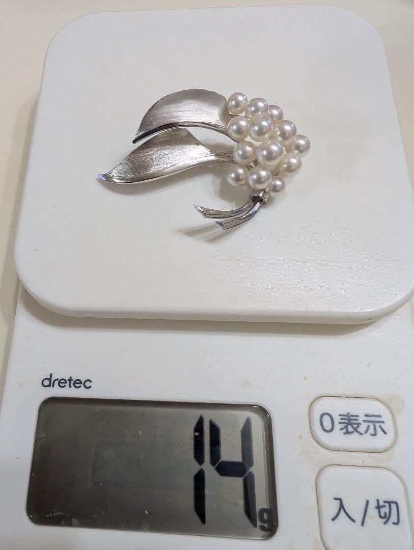 WG K14 真珠のブローチ