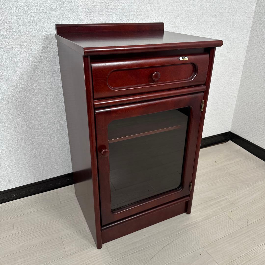 カリモク ガラス キャビネット サイドボード 電話台 花台 飾り棚 ※i4※