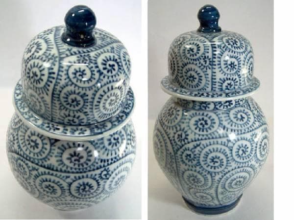 壷■古伊万里染付総蛸唐草瓶 古壺 蓋物 古い花瓶 蓋壷 青華 時代物 骨董品■