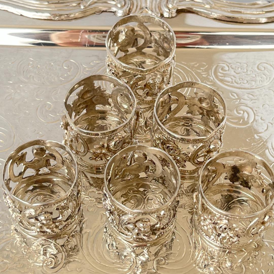 【ALBO】 薔薇と天使のナプキンリング 6個【純銀】