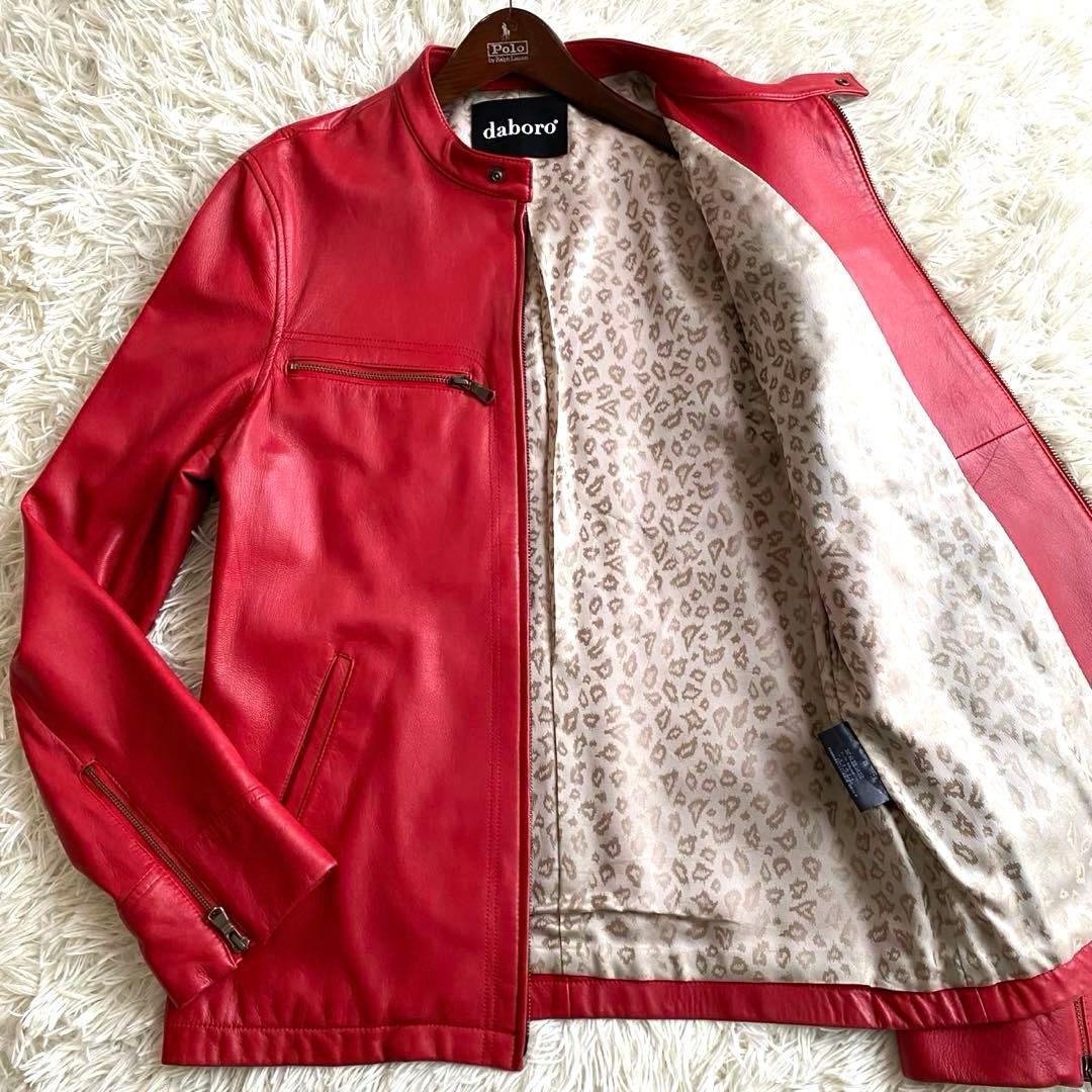 【未使用級✨】daboro シングルライダース レザージャケット 羊革 赤 XL
