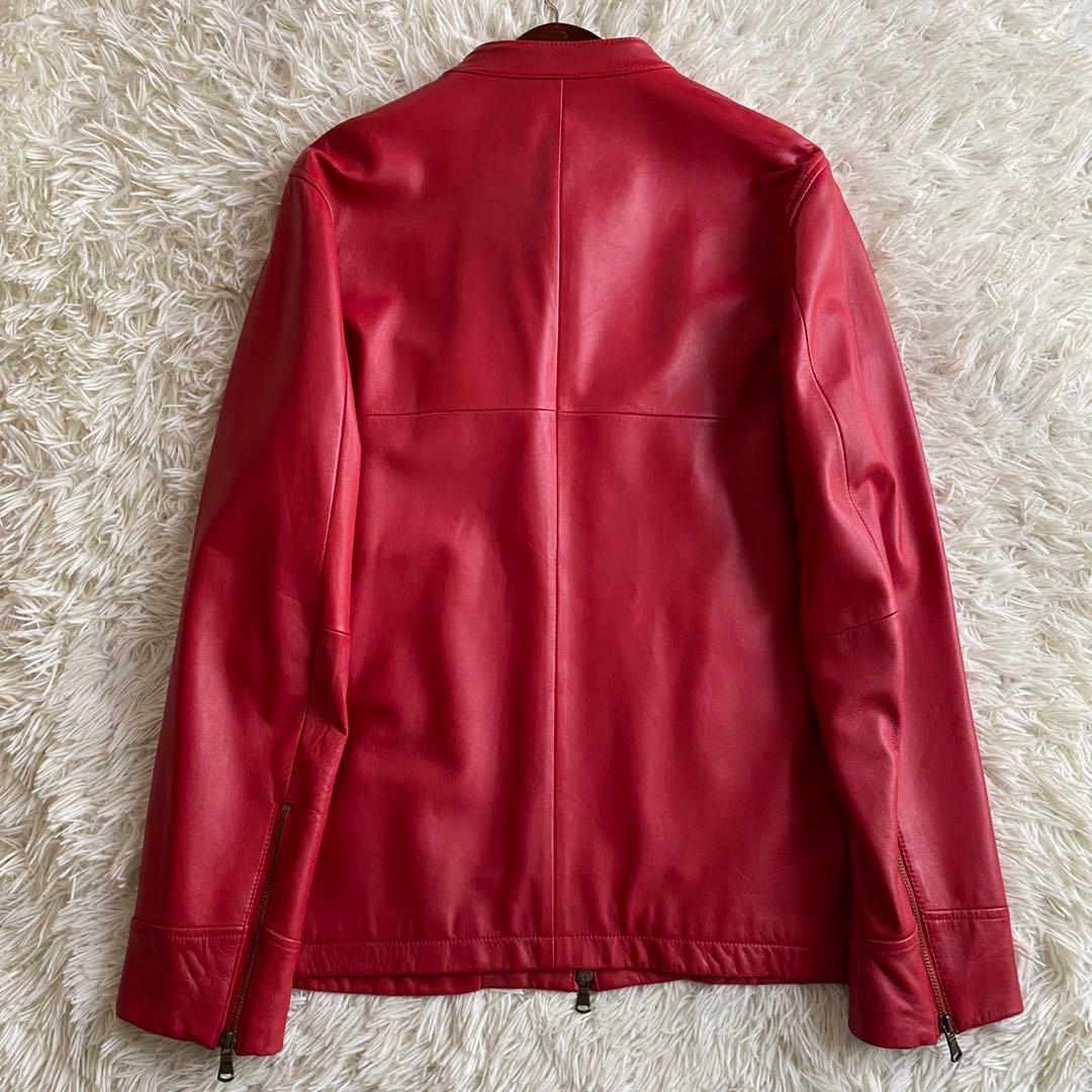 【未使用級✨】daboro シングルライダース レザージャケット 羊革 赤 XL