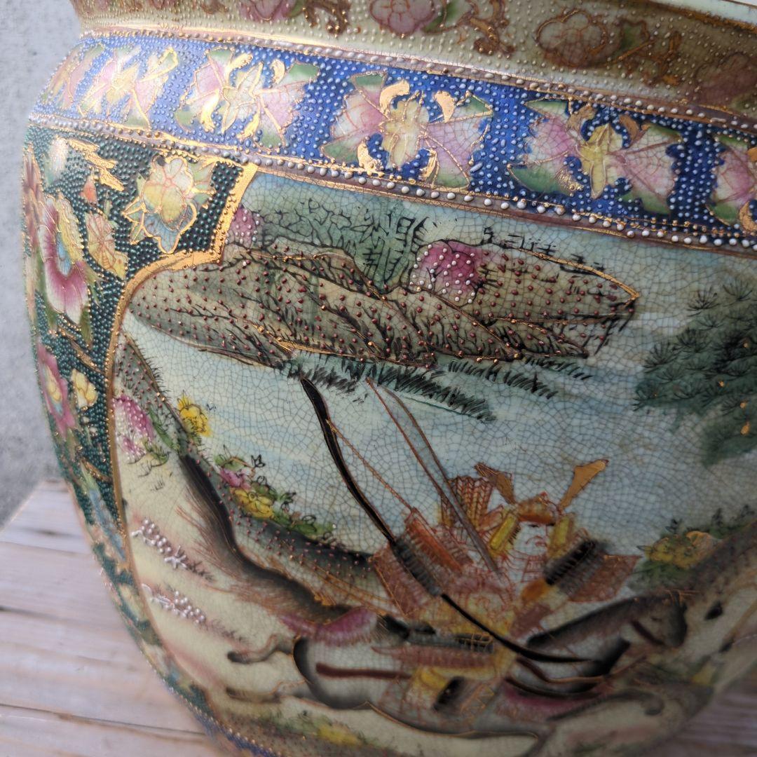 骨董 睡蓮鉢 水鉢 金魚 めだか 色絵 鉢 鉢カバー テーブル アンティーク
