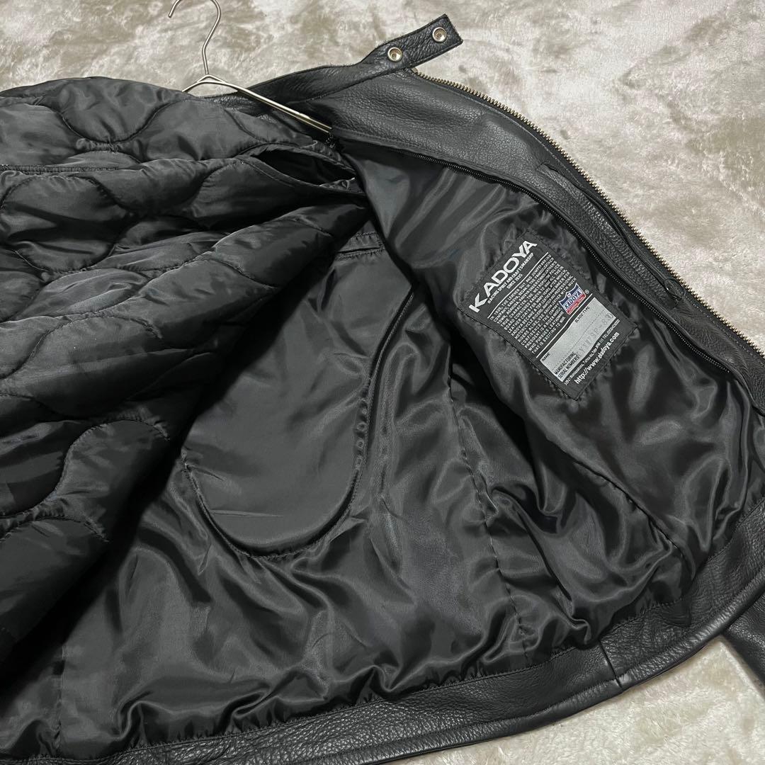 カドヤ　レザー　ライダースジャケット　シングル　ブラック　L ライナー 2way