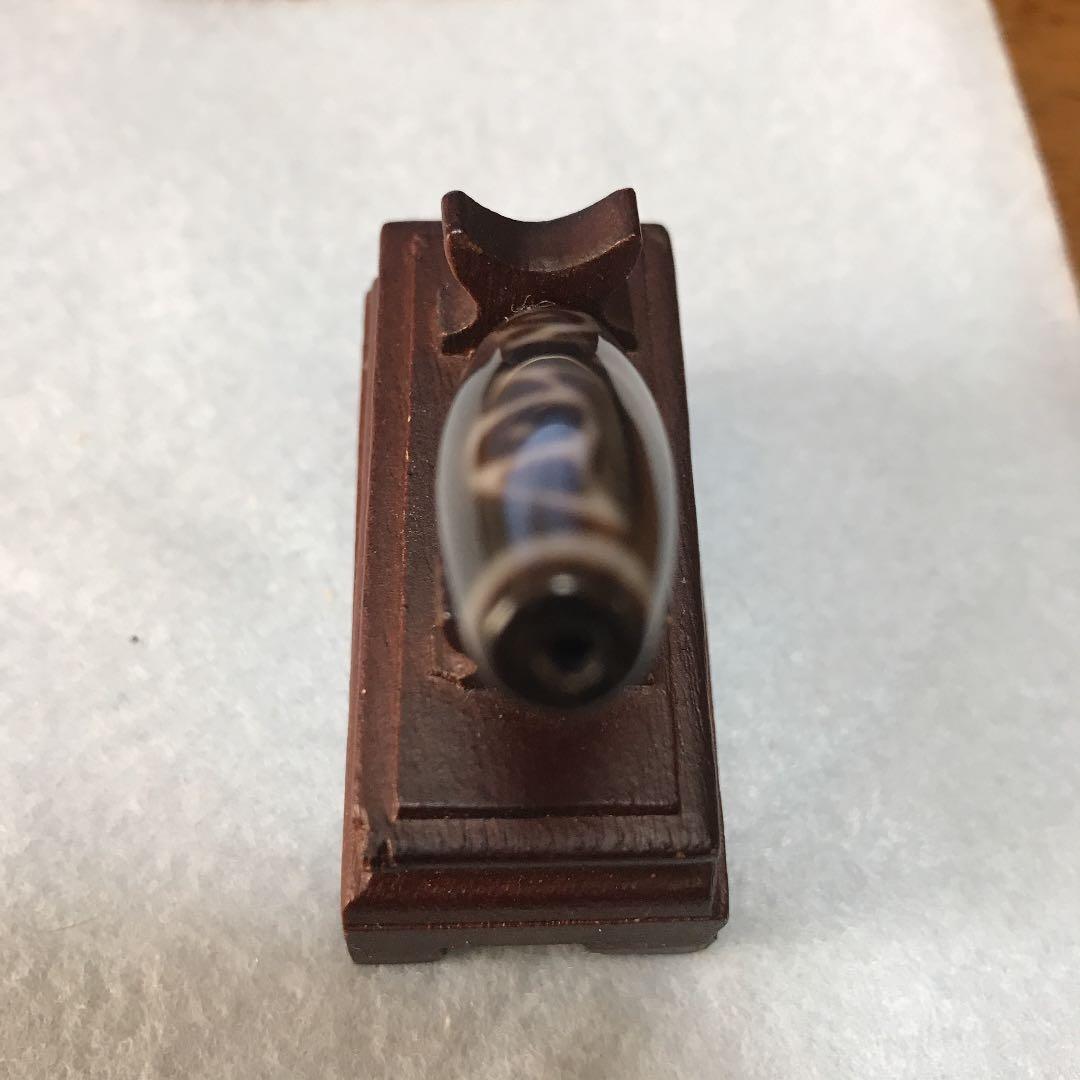 龍眼天珠　ニ眼　梵字　キリーク　なべ