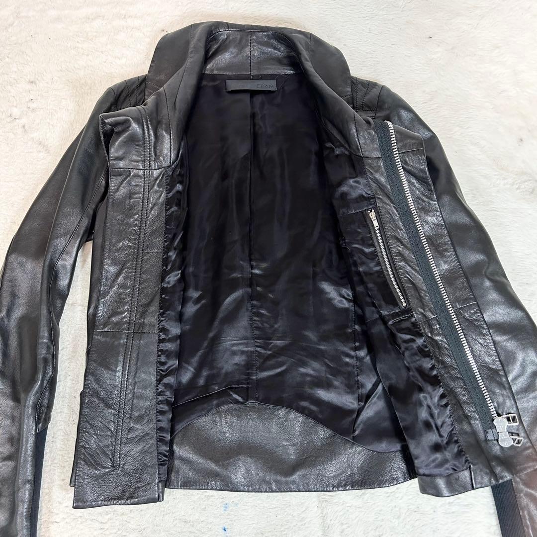 希少❗️EKAM ラムレザージャケット　ブラック　羊革　y2k S ニット切替
