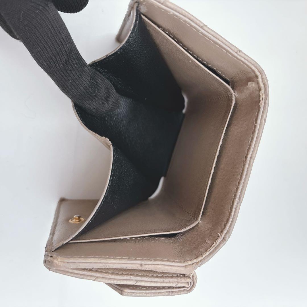 YSL イヴサンローラン レザー 三つ折り財布 ベージュ