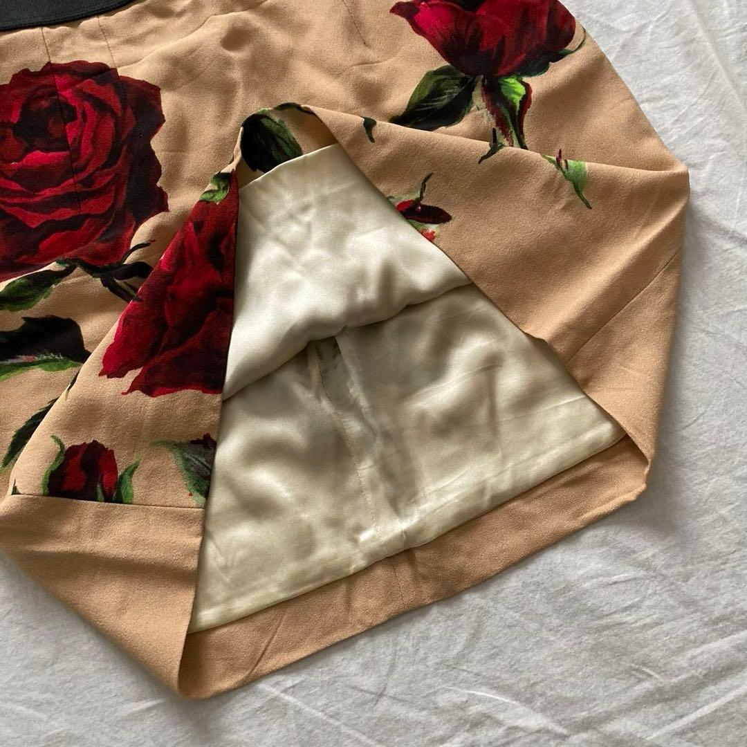 希少　DOLCE&GABBANA　D&G　ひざ丈ミニスカート　バラ　花柄　36