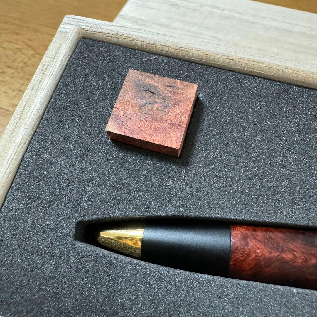 野原工芸 特上花梨瘤 変わり杢 シャーペン 0.5mm ゴールド金具 付属品完備