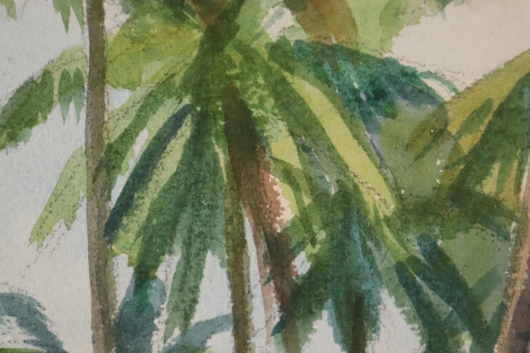 真作保証 石井柏亭 風景画 水彩5号 額装 タトウ箱付 ギャラリーなかつみ取扱