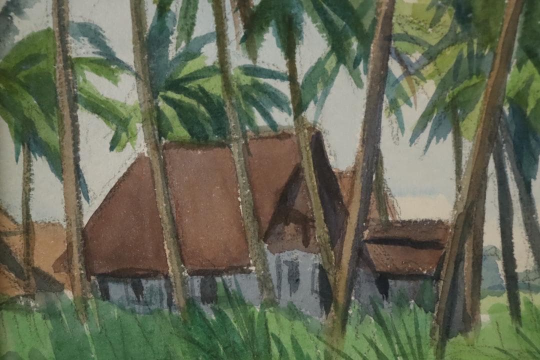 真作保証 石井柏亭 風景画 水彩5号 額装 タトウ箱付 ギャラリーなかつみ取扱