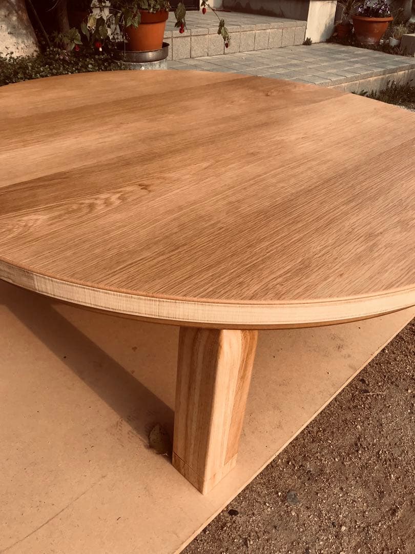 こたつ105cm丸タモ折りたたみ脚日本製・ヒーター別売り