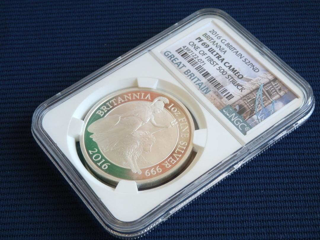 英2016年ブリタニアとライオン/ 2ポンド１oz銀貨(単年発行）◆PF69UC