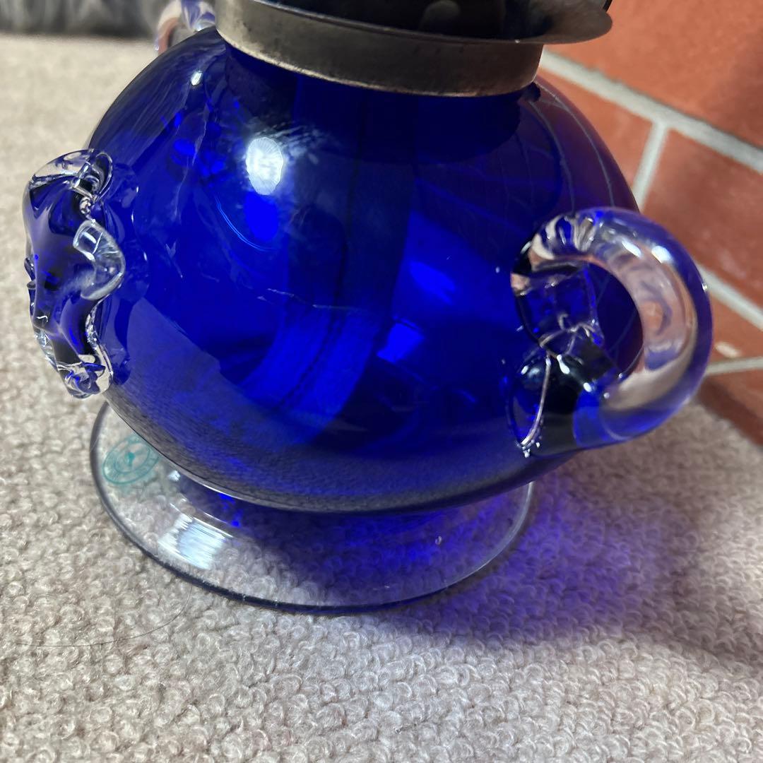 ⭐︎希少⭐︎北海道小樽　ヴィンテージ　北一硝子　青いガラス製　オイルランプ