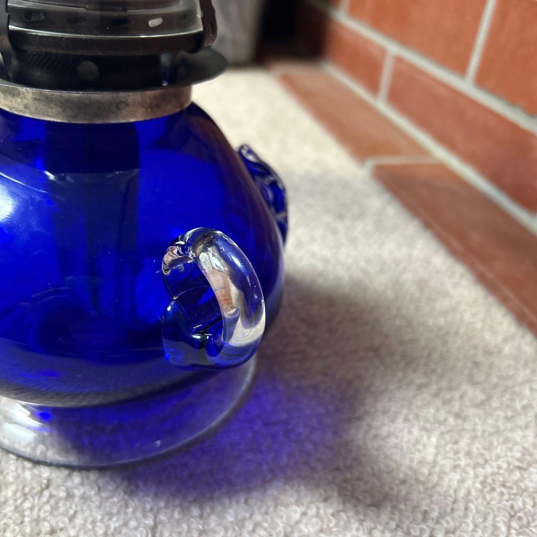 ⭐︎希少⭐︎北海道小樽　ヴィンテージ　北一硝子　青いガラス製　オイルランプ