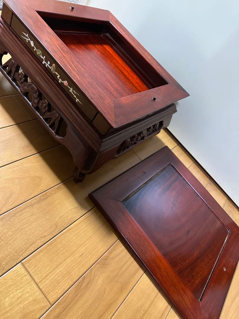 天然木 木製 飾り台(飾台)彫刻 花台 W36cm×H36cm×18cm