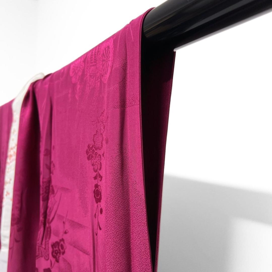 振袖襦袢　刺繍　桜花模様　梅花　御所車　着物　052a p