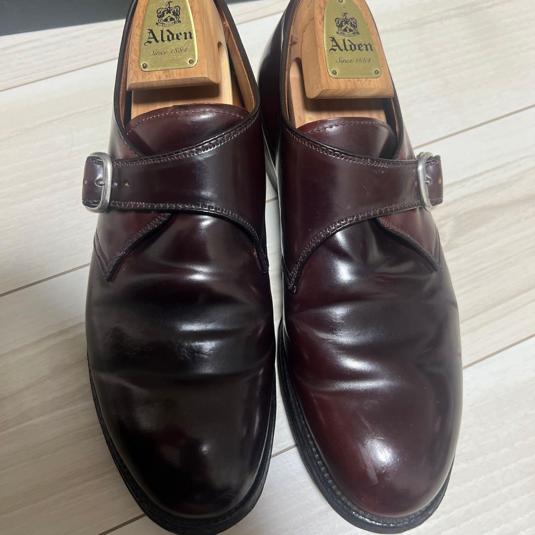 Alden バーガンディ モンクストラップシューズ9 1/2