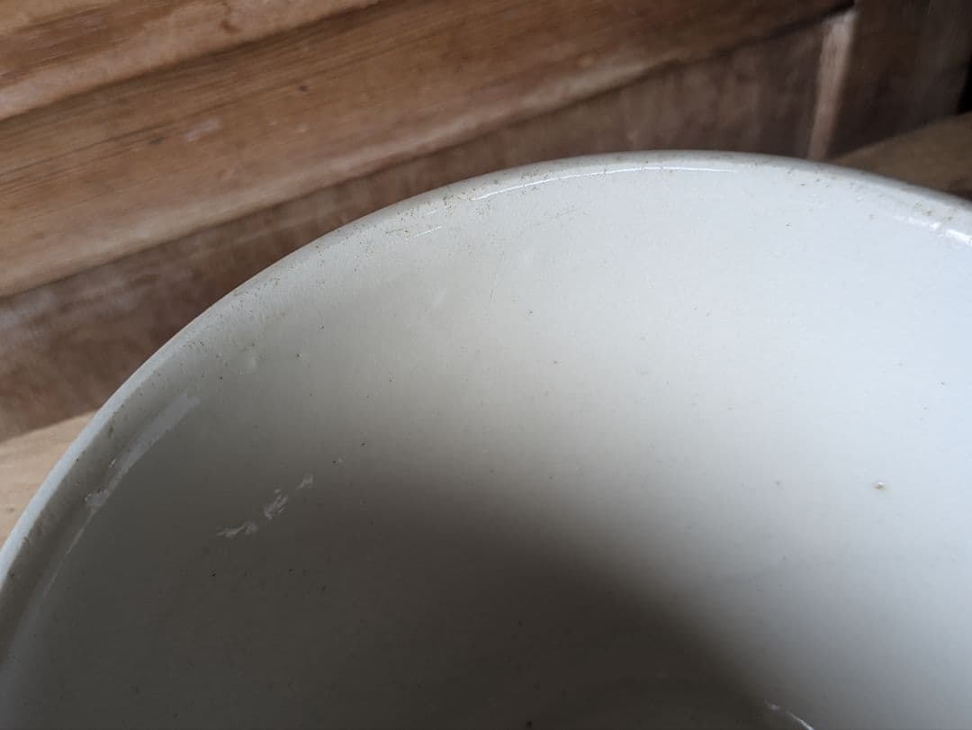 イギリス アンティーク 陶器製 ミキシングボウル 木製スプーン付き