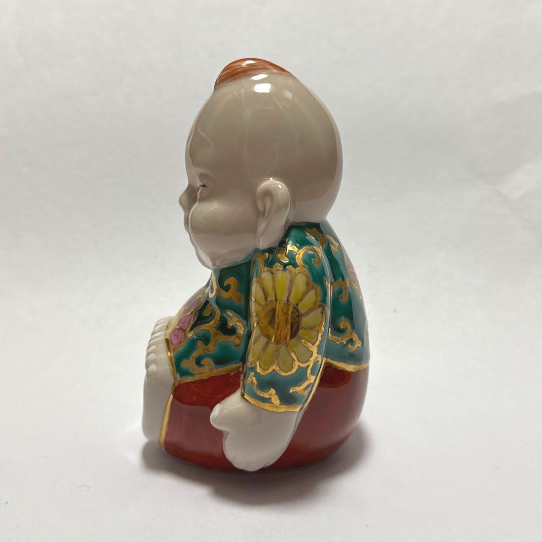 新品☆九谷焼 ビリケン 4号 唐草模様 福の神 幸運 開運 魔除け 良縁 縁起物