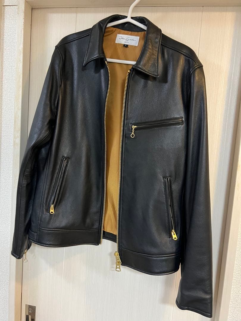 【ほぼ新品】レトログレード東京 革ジャン シープレザー　ブラック×ゴールド　L
