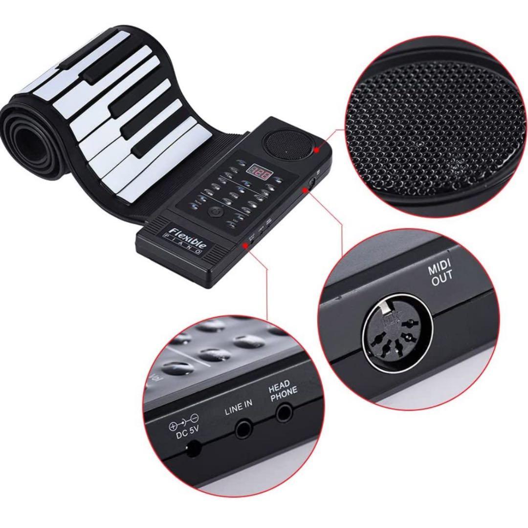 61キーロールアップピアノ電子MIDIキーボード内蔵ラウドスピーカー付ポータブル