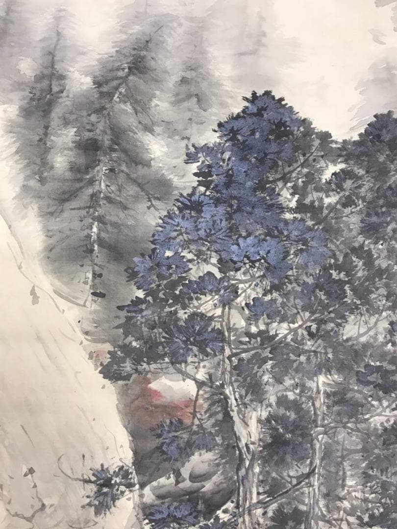 真作/五雲/紅葉山渓図/山水図/滝図/渓谷図/秋山図/掛軸☆宝船☆AE-416