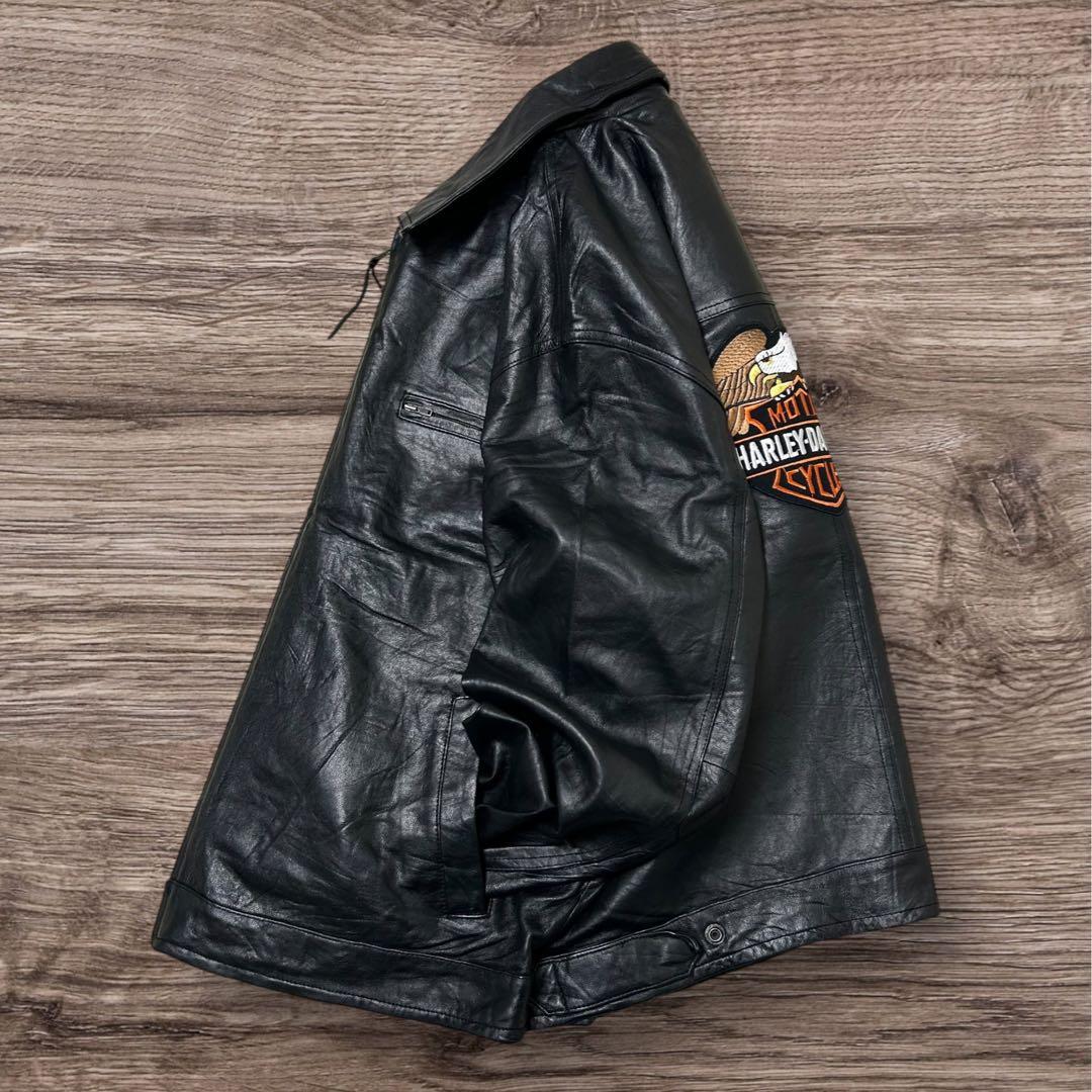 やすお90sレザージャケットシングルライダースハーレーダビッドソンカスタム