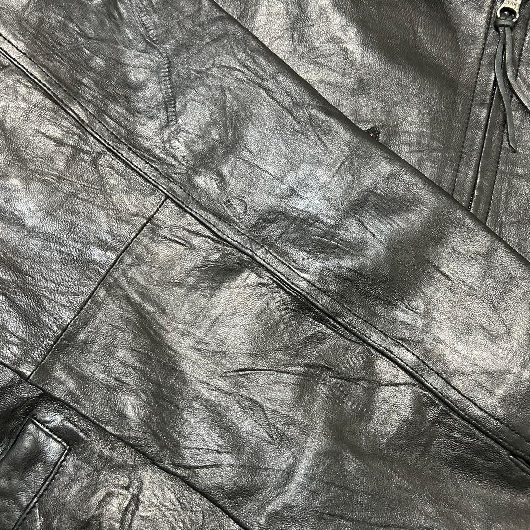 やすお90sレザージャケットシングルライダースハーレーダビッドソンカスタム