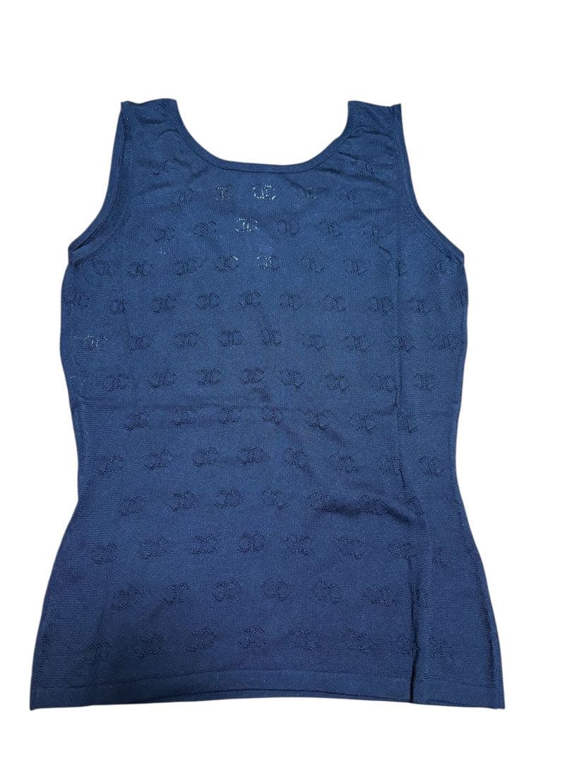 CHANEL 98P ノースリーブ トップス シルク100% ココマークブラック