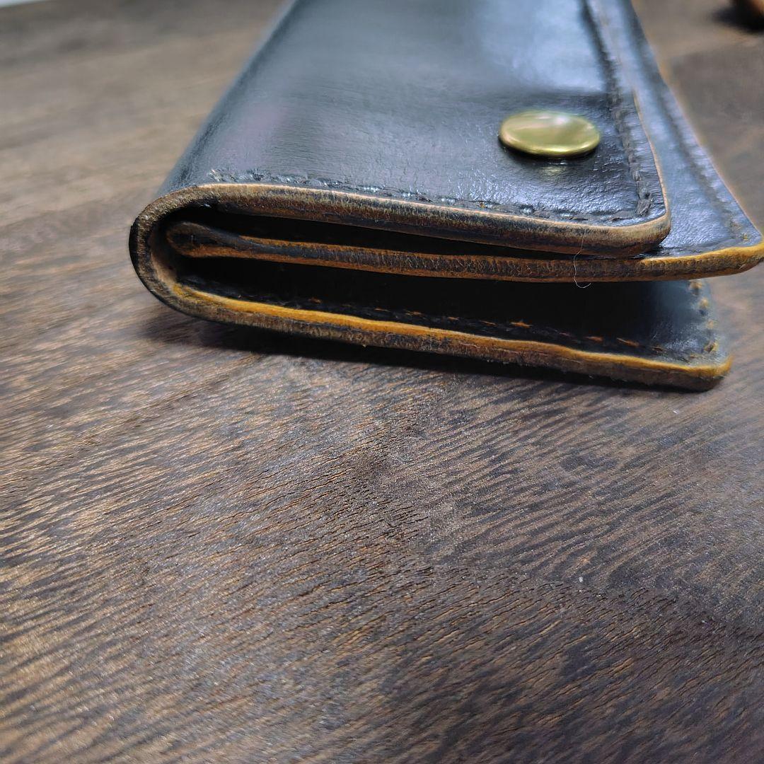 トラッカーウォレット ロング 手染め 黒