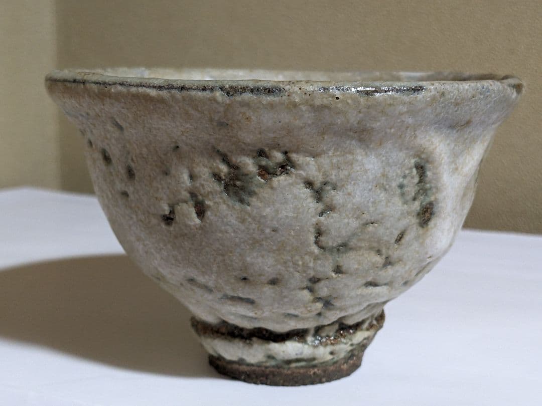 ♦茶道具 抹茶盌 竹節高台 唐津 益子焼？アンティーク 骨董品 コレクション