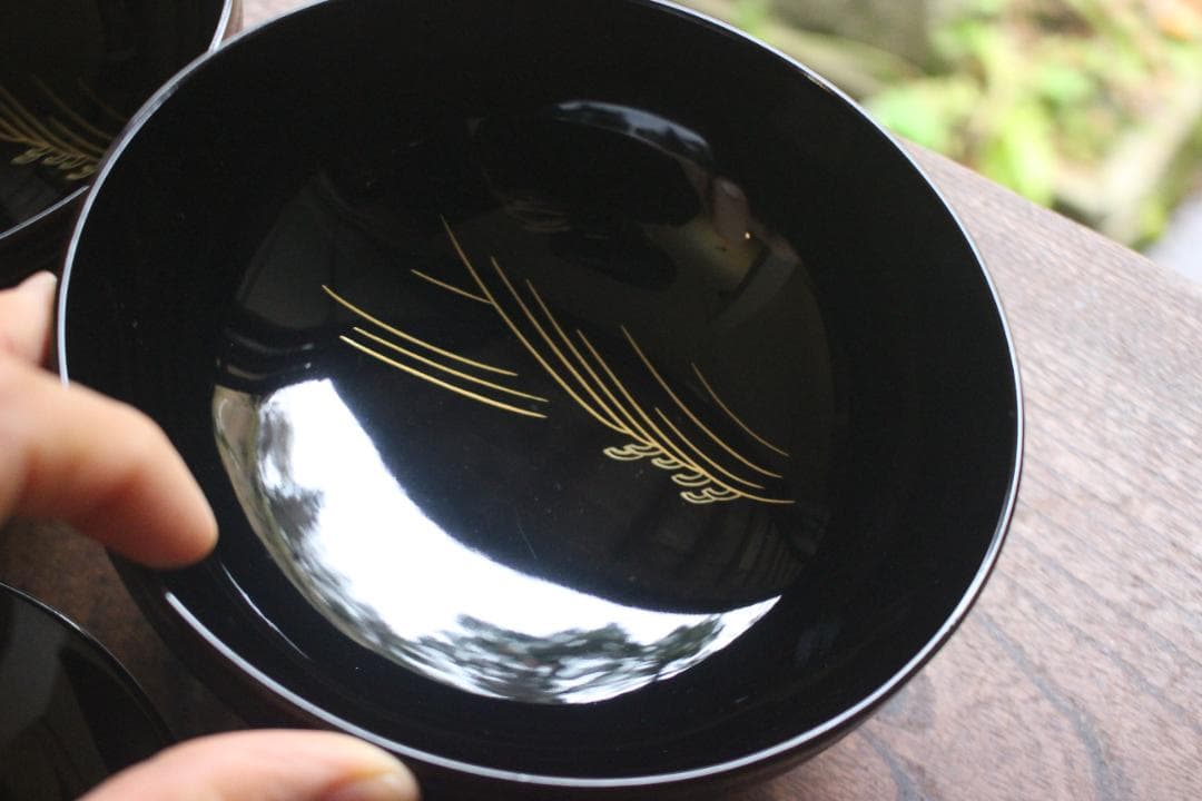 デッドストック！風情ある千筋糸目に極上宝船蒔絵の映える煮物椀2点（検輪島塗雑煮椀