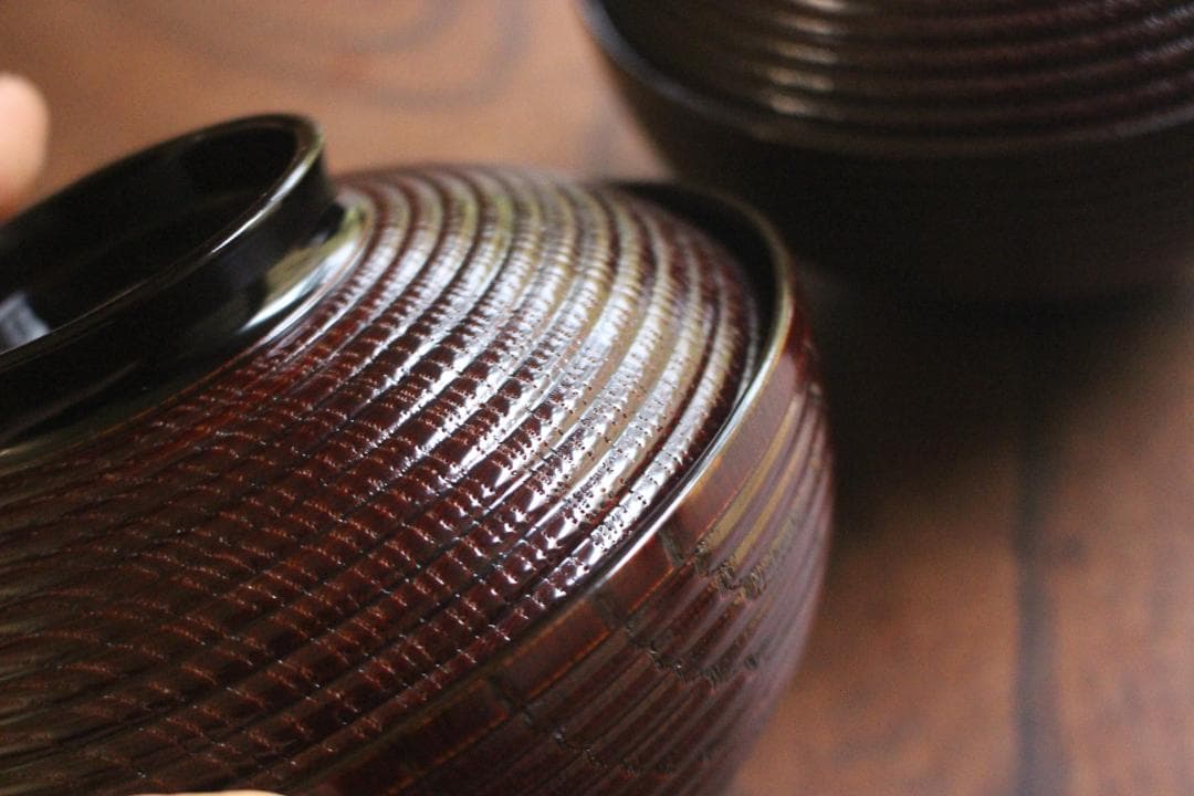 デッドストック！風情ある千筋糸目に極上宝船蒔絵の映える煮物椀2点（検輪島塗雑煮椀