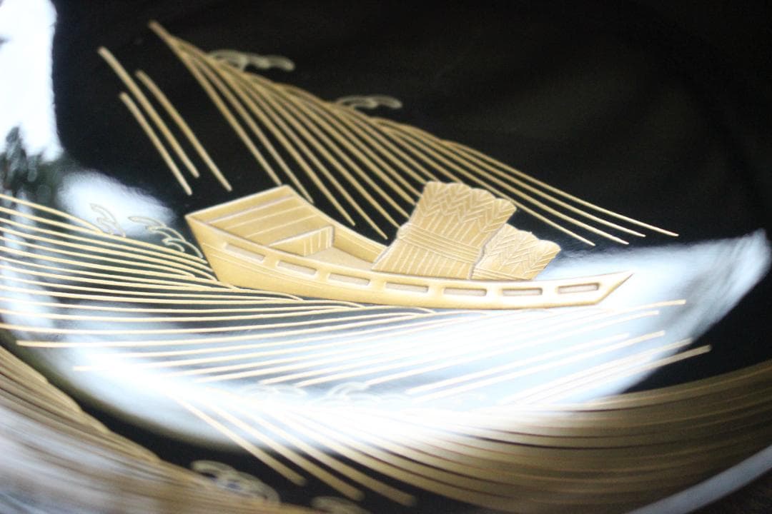 デッドストック！風情ある千筋糸目に極上宝船蒔絵の映える煮物椀2点（検輪島塗雑煮椀