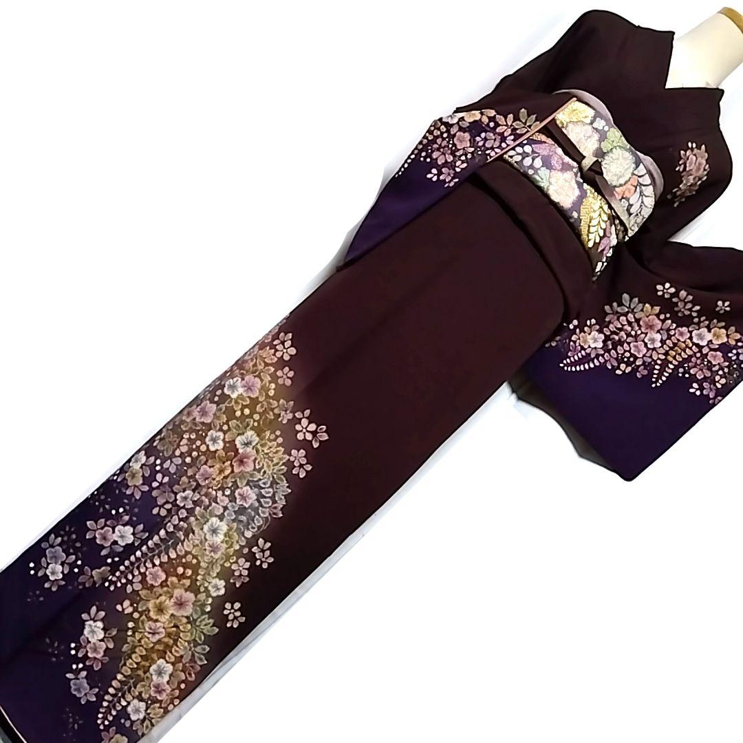 翠山工房 落款 セット 辻ケ花 辻ヶ花 袋帯 辻が花 訪問着 紫 絞り