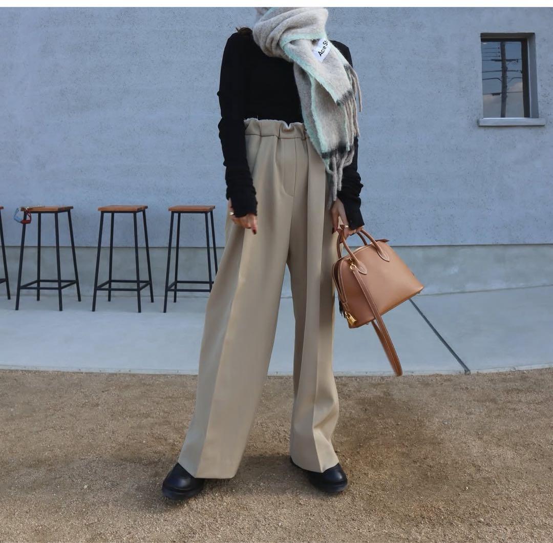 【epa】twill wide pants ツイルワイドパンツS ベージュ