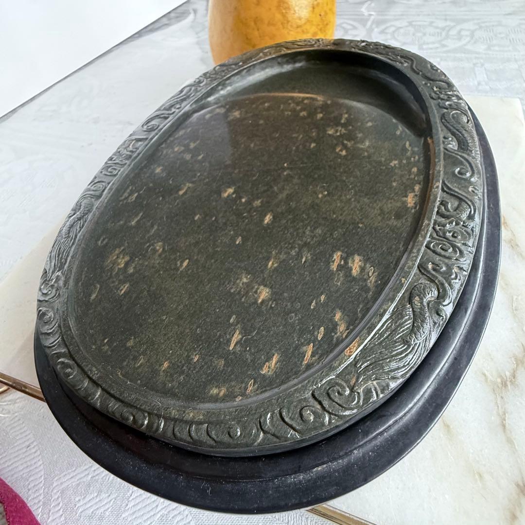 超限定出品‼️端渓硯『DRAGON双龍蛋形硯』」昇竜蛋形金星唐木箱蓋証明書付1点③