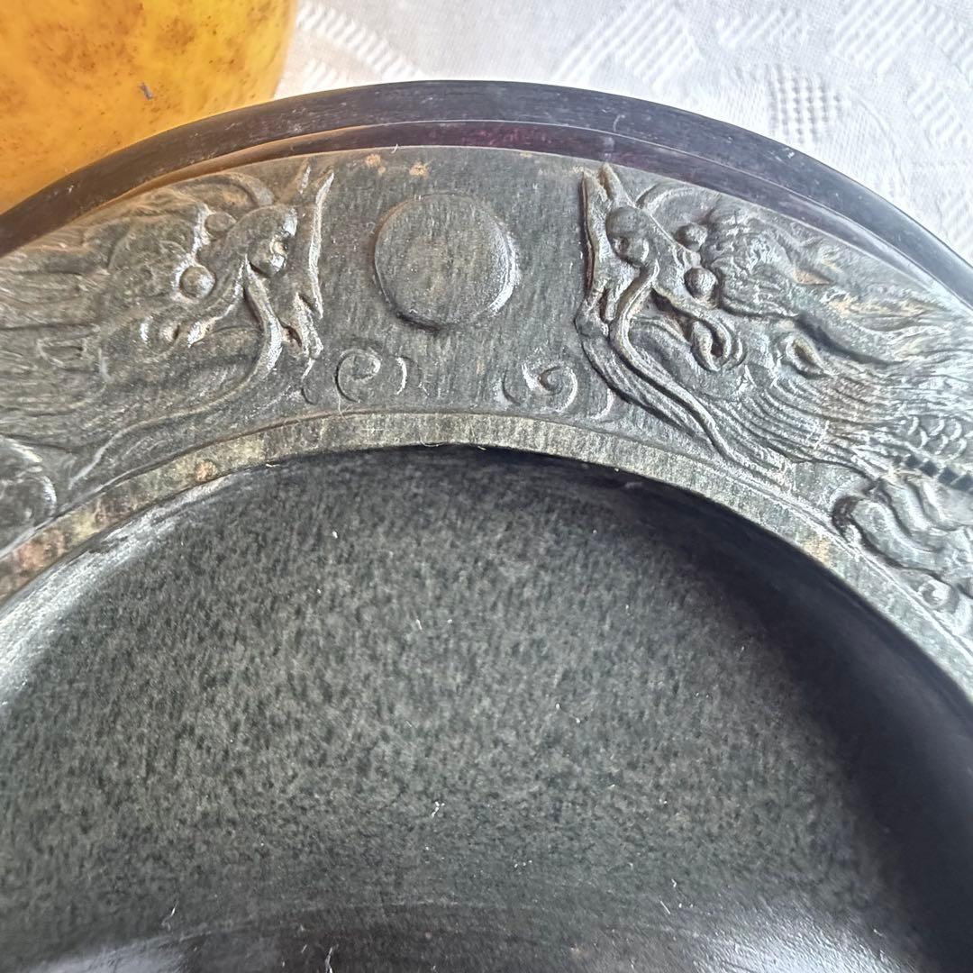 超限定出品‼️端渓硯『DRAGON双龍蛋形硯』」昇竜蛋形金星唐木箱蓋証明書付1点③