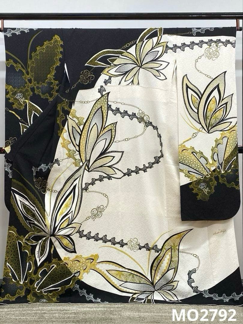 ブランド振袖 豪華 銀通し ストーン 銀彩 身丈165cm パールトーン加工済