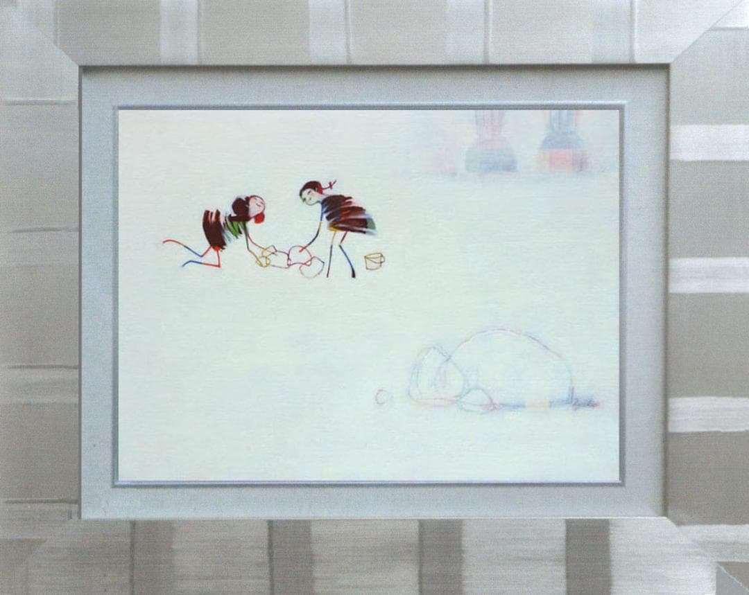 油絵 菅家令子 絵 絵画インテリア 額付(黒) F4-081614 可愛い蟻さん