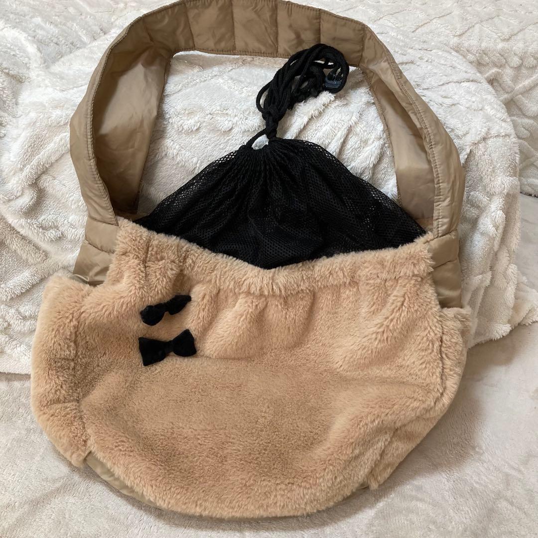 ♡ ペット ♡ ファー スリング キャリーバッグ ベージュ