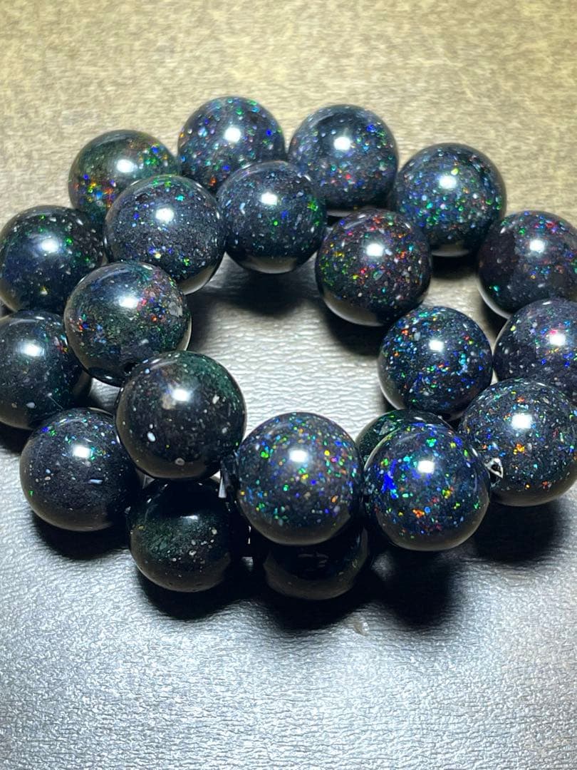 ハイグレード！！ブラックマトリックスオパールブレス約9.3㎜（新品）虹色遊色