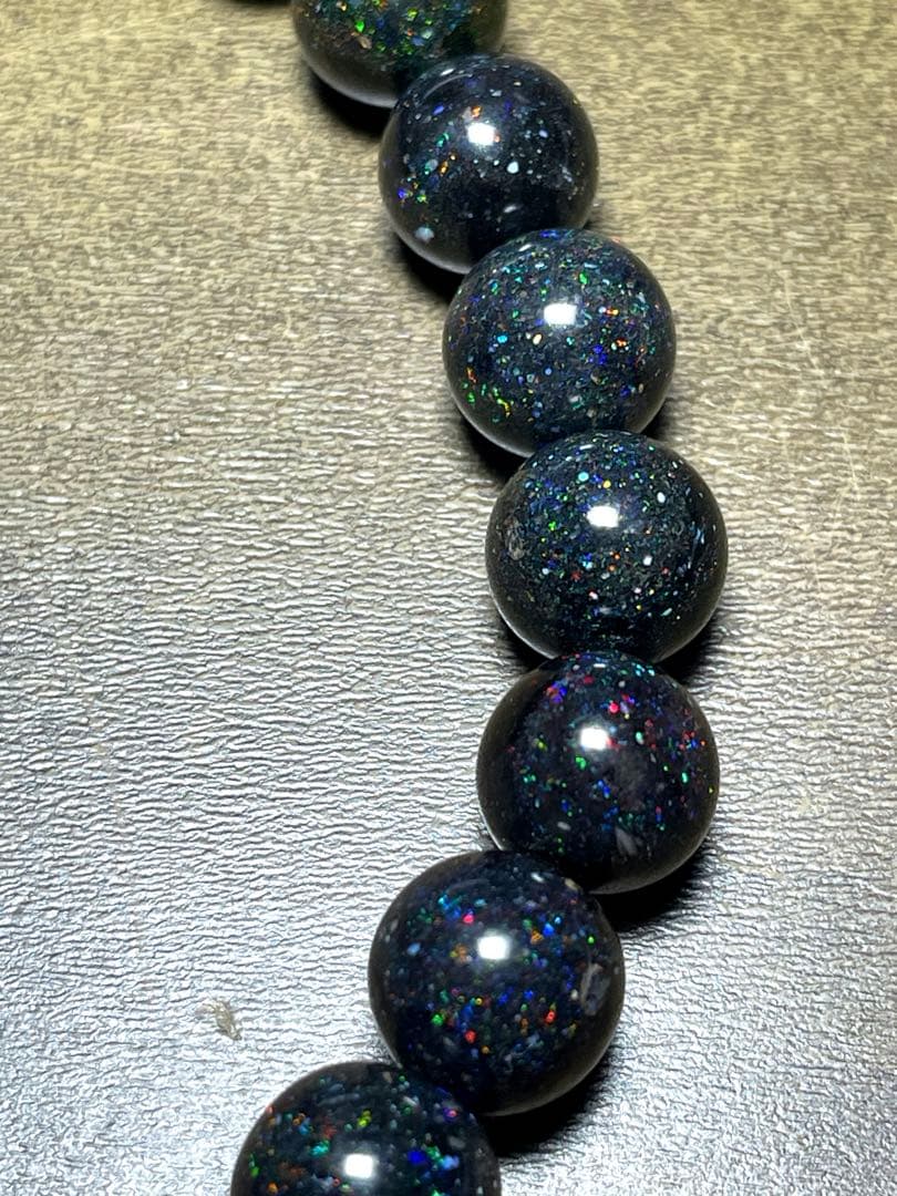 ハイグレード！！ブラックマトリックスオパールブレス約9.3㎜（新品）虹色遊色