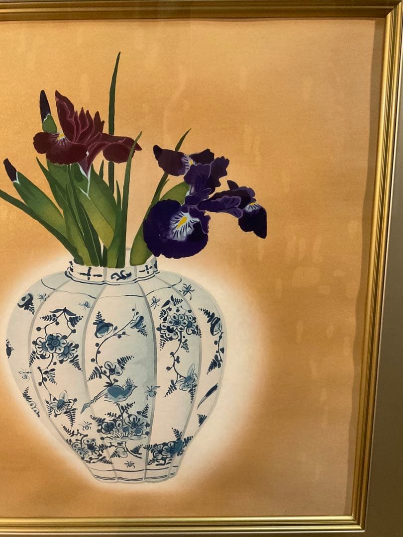 小倉遊亀　「洋壺」　木版画　刷り込みサイン・落款・作品証明シール有り