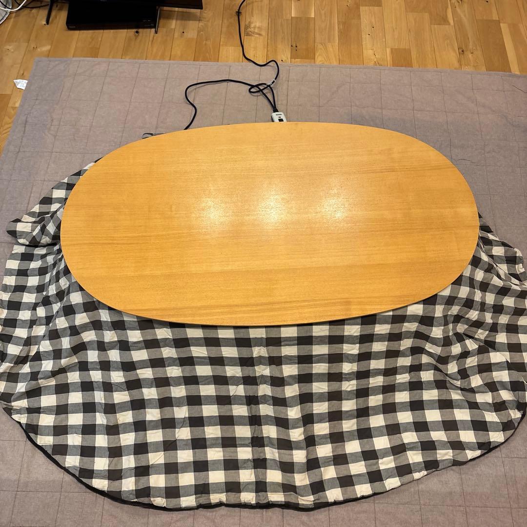 無印良品　楕円形こたつ 本体　タモ材曲木脚　フラットヒーター　こたつふとん　敷物